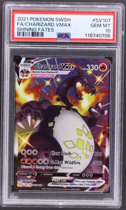 2021 Shining Fates Charizard VMAX SV107 in a PSA 10 slab