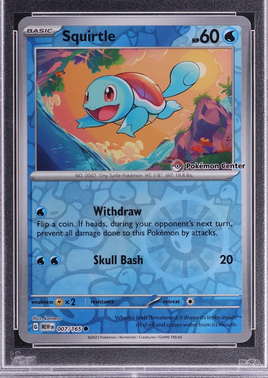 2023 Pokemon 151 Squirtle Pokemon Center pre-order promo in a PSA 10 slab