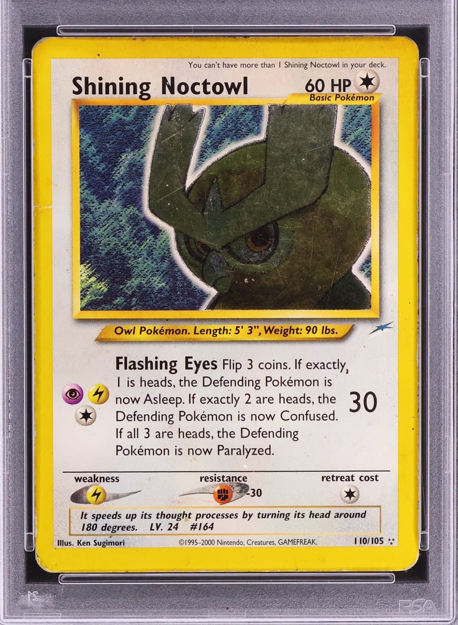 2002 Neo Destiny Shining Noctowl card, label hidden
