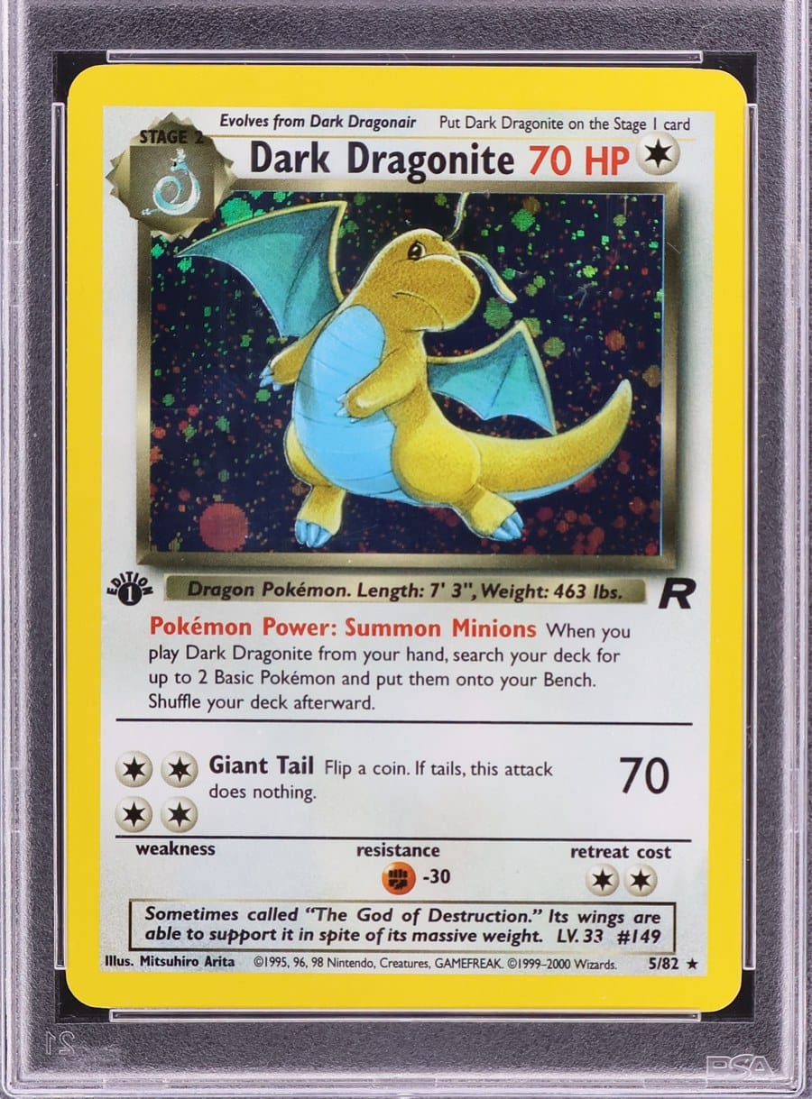 2000 Team Rocket First Edition Dark Dragonite holo, label hidden